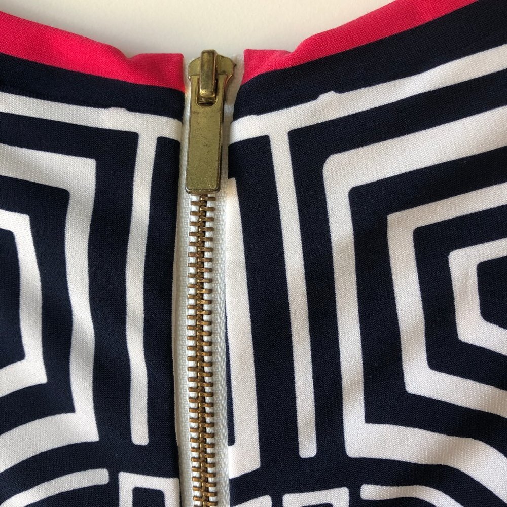Eliza J Geometric Pattern Jersey Midi Shift Dress Size 4 - Picture 11 of 13